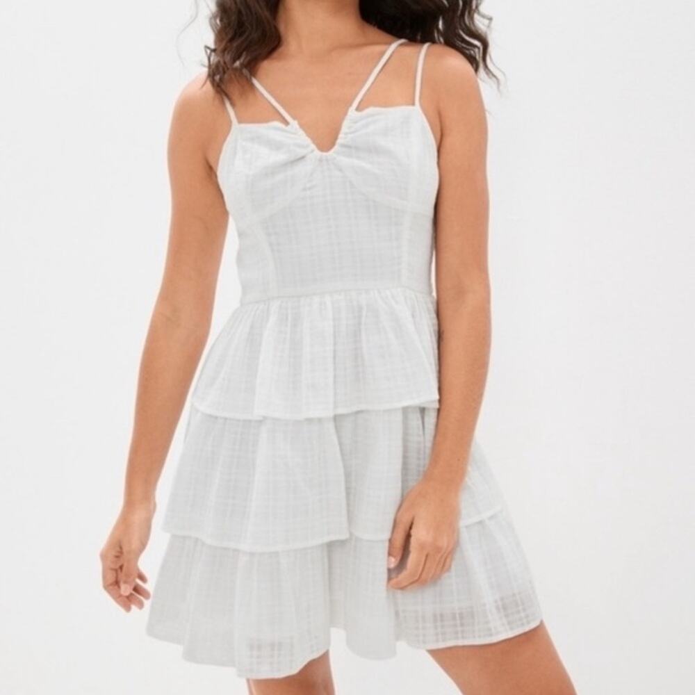 American Eagle Outfitters tiered babydoll mini dress in white Size Large
